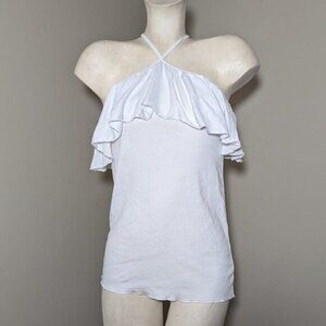 Chaser White Ruffle Halter Top Women's size M New with tags